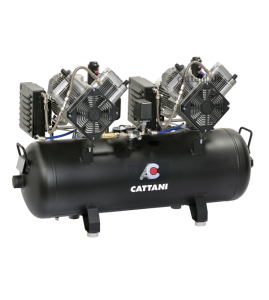 Компрессор на 5-6 установок (3-фазный), 2 двигателя по 2 цилиндра, 2 осушителя, ресивер 100 л, 320 л/мин - Cattani