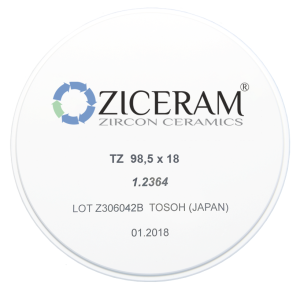 Стоматорг - Заготовки диоксида циркония ZICERAM TZ 98,5 х18, белого цвета