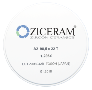 Стоматорг - Заготовки диоксида циркония ZICERAM с оттенком А2 98,5 x22T, транслюцентные