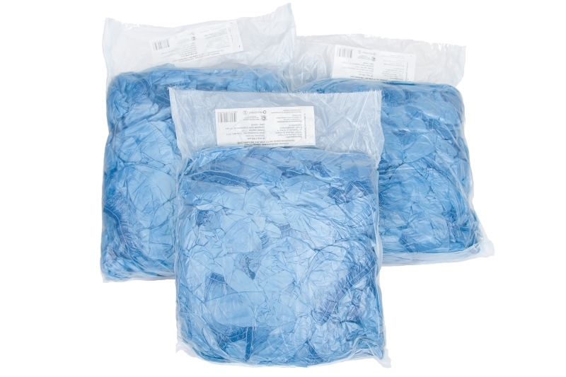 Бахилы пластиковые Экстра с двойной резинкой, толщина: 30 мкм, 4 гр, цвет синий (2000/50 пар)