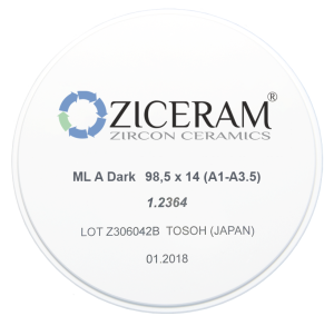 Стоматорг - Многослойные заготовки диоксида циркония ZICERAM ML A Dark 98,5 х14 (A1-A35)