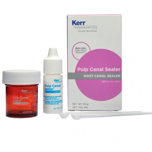 Kerr Pulp Canal Sealer, набор Standard Pack: катализатор (жидкость), 4 мл; база (порошок), 10,5 г.