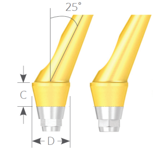 Стоматорг - Абатмент угловой для цементной фиксации диаметр 4.5 мм, десна 1.5 мм. Угол 25% шестигранник тип Б.