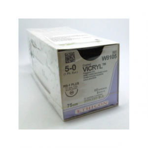 Стоматорг - Шовный материал Викрил 5/0 (М1)  игла колющая 17 мм, фиолетовый, 75 см, 1/2 окр. 12 шт/упак.