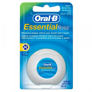 Зубная нить "Oral-B Essential Floss вощеная (мятный вкус)" 50 м