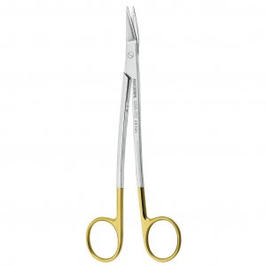 Стоматорг - Ножницы для десны N1 изогнутые с твердосплавными вставками и золотистыми ручками, 17 см