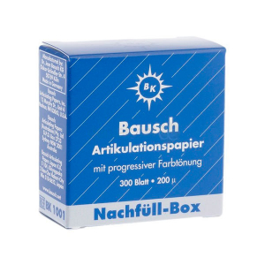 Bausch ВК 1001 артикуляционная бумага, 200 мкм, 300 листов (синяя) в наполняемом контейнере