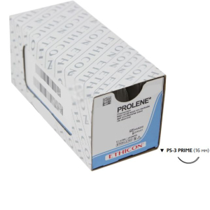 Стоматорг - Шовный материал Пролен 5/0, игла режущая 16 мм, окружность 3/8, нить 45 см синяя 12 шт/упак