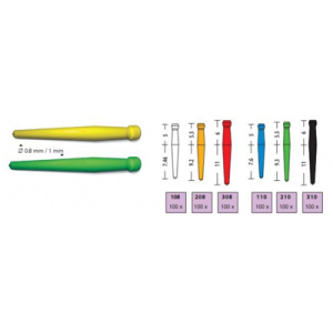 Стоматорг - Штифты беззольные Uniclip 1,0 мм -210, 100 шт, зелёные.