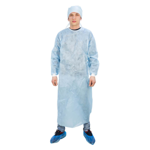 Халат хирургический стерильный с манжетами Евростандарт-Лайт с завязками, р.52-54, длина 140 см, плотность 25 г/м2, голубой