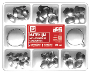 ТОР ВМ Матрицы 1.398 металлические секционные, набор 100 шт + 2 кольца (твердые 35 мкм) (ТОР ВМ)