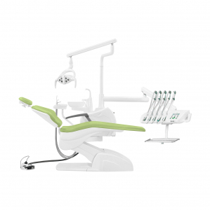 Установка стоматологическая QL2028 (Pragmatic) с верхней подачей с мягкой обивкой цвет М07 зелёный КОМПЛЕКТ 2 СТУЛА - Fengdan