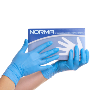 Перчатки нитриловые NORMA неопудренные,текстурированные, M (7-8), голубые, 50 пар